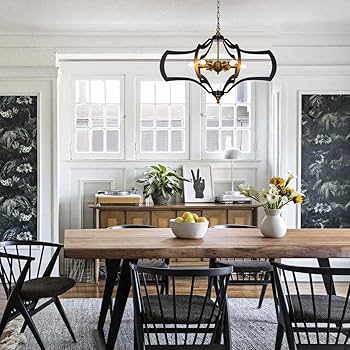 Wellmet Black Gold Modern Chandelier, Rustic 6-Light